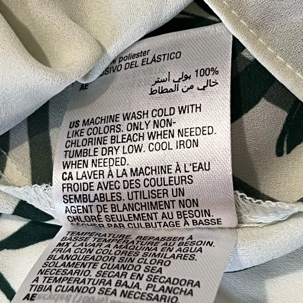 Alfani Swift Palm Printed Faux‎ Wrap Blouse, Surplice Neckline, Green, Sz PP/XXS